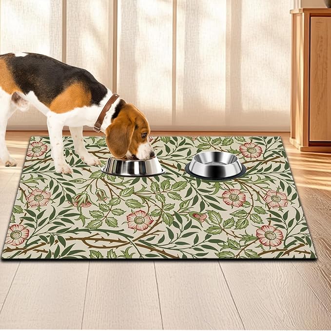 Pet Feeding Mat for Dogs and Cats - Super Absorbent Anti-Slip Bowl Pad, Eco-Friendly Washable Mat to Prevent Spills and Mess Thicket Mat 12"x20"