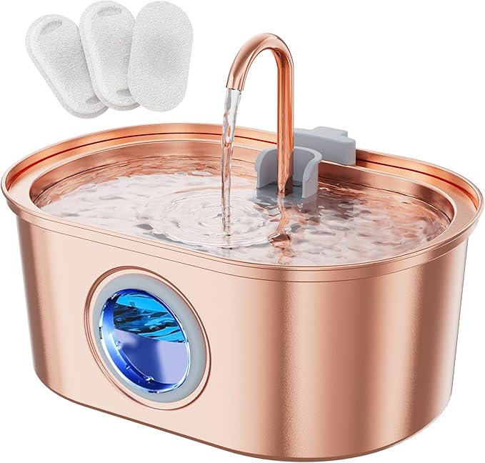 tomxcute Copper Cat Water Fountain-3.2L/108oz Cat Fountain for Drinking, Quiet Automatic Drinking Fountain for Cats, Dogs, Multiple Pets