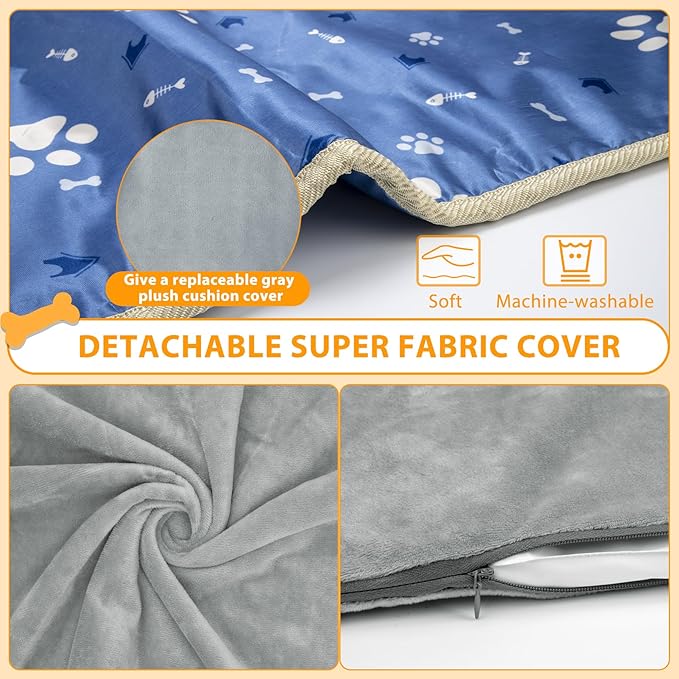Dog Heating Pad Outdoor, Heated Dog Bed Indoor for Cats, Warming Electric Pet Heating Pad Temperature with Timer, Waterproof Heated Pet Mat with Chew Resistant Cord, for Puppy Kitten, 28 * 18 in