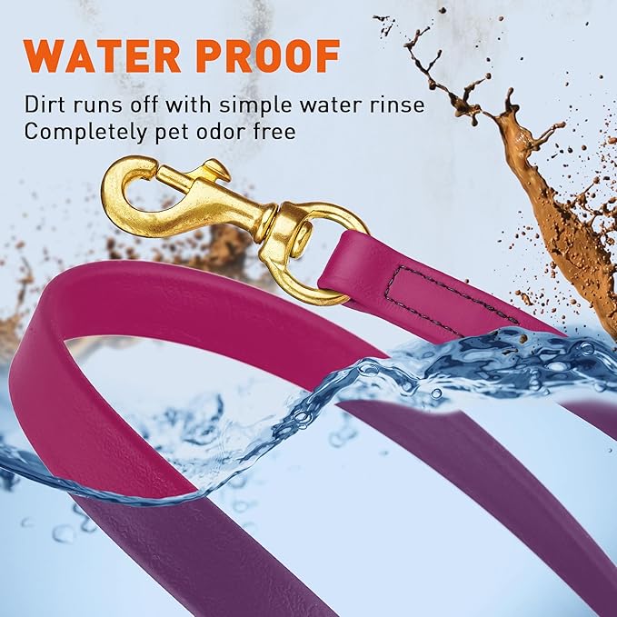 Viper Biothane K9 Working Dog Leash Waterproof Lead for Tracking Training Schutzhund Odor-Proof Long Line with Solid Brass Snap for Puppy Medium and Large Dogs, 20ft Magenta Pink