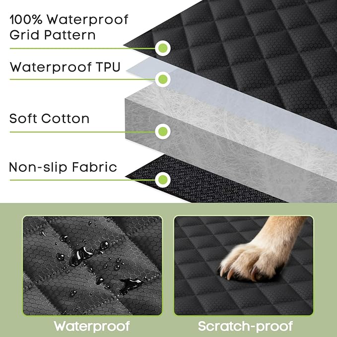 Dog Car Seat Cover, 2 Pack Waterproof Pet Front Seat Car Cover, Full Protection Dog Seat Protector with Side Flaps, Universal Size for Cars, Trucks, SUVs