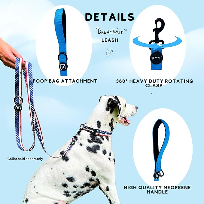 ShawnCo Dream Walk Dog Leash- Premium, Nylon Pet Leash with Soft Neoprene Handle for Small, Medium and Large Dogs (Rose Gold, Small)