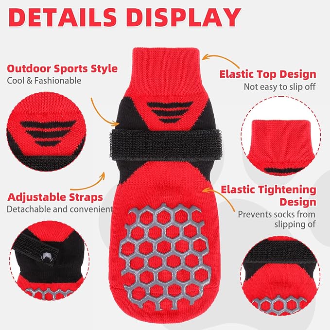 KOOLTAIL Dog Socks for Hot/Cold Pavement, Breathable & Warm Dog Socks to Prevent Licking Paws, Non Slip Pet Boots & Paw Protectors for Hardwood Floor,Grippy Shoes for Medium Senior Dogs