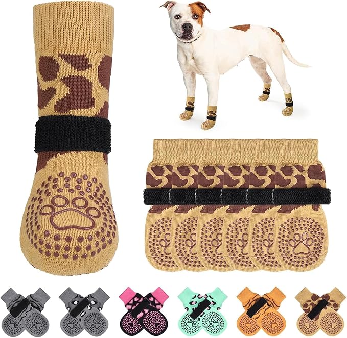 KOOLTAIL Anti Slip Dog Socks for Hot/Cold Pavement to Prevent Licking Paws, Dog Boots&Paw Protector with Grippers for Hardwood Floors,Halloween costumes Traction Booties for Small Medium Large Dogs SM