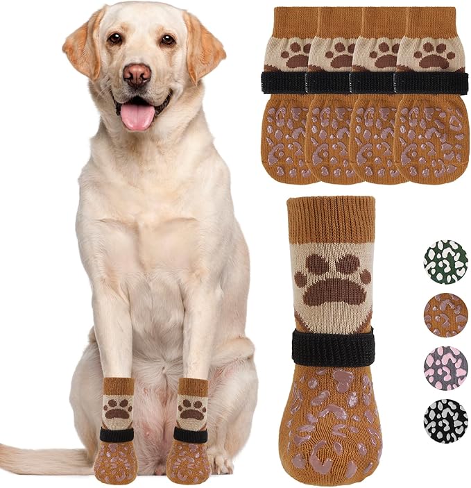 KOOLTAIL Dog Socks for Hot/Cold Pavement to Prevent Licking Paws Scratching,Anti Slip Pet Boots&Paw Protector for Hardwood Floors,Traction Control Grip Booties for Small Medium Large Senior Dogs L