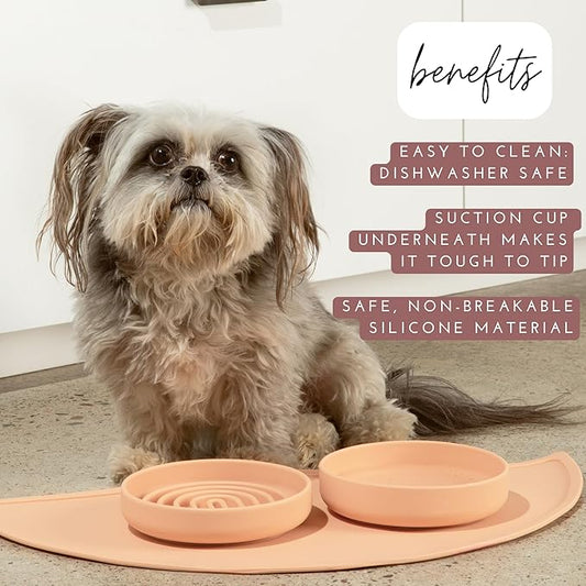 Should We Go? Dog Water Bowl - The Perfect Dish No-Spill, Less Mess Non-Tippable Water & Food Bowl, Silicone with Suction Cup, Fits 2 Cups 6” Across x 1.25” Tall, Ideal for All Pets, Small-Terracotta