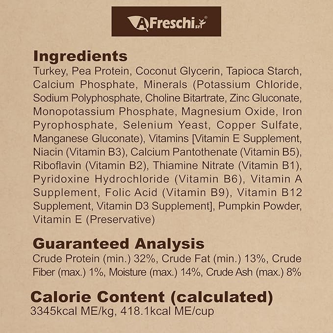 A Freschi srl Air-Dried Puppy & Adult Dog Food - Real Turkey Recipe | Grain-Free | High-Protein for Toy, Small & Large Breeds | Ideal for Picky Eaters, 2.2 lb Bag