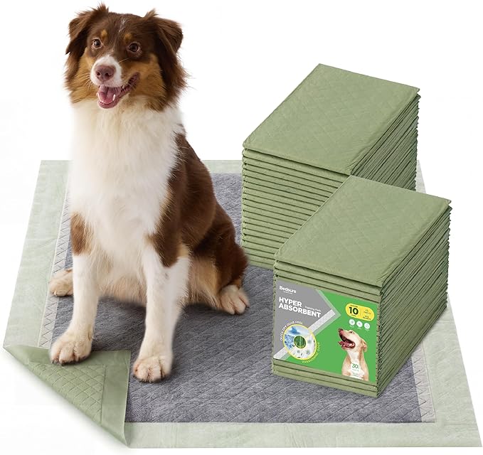 Bedsure Dog Pee Pads Extra Large, 28" x 34" Puppy Pads 30 Count, Super Absorbent & Leak Proof, XL Training Pads Quick Dry Disposable Potty Pads with Odor-Control Activated Carbon & ECO Green Material
