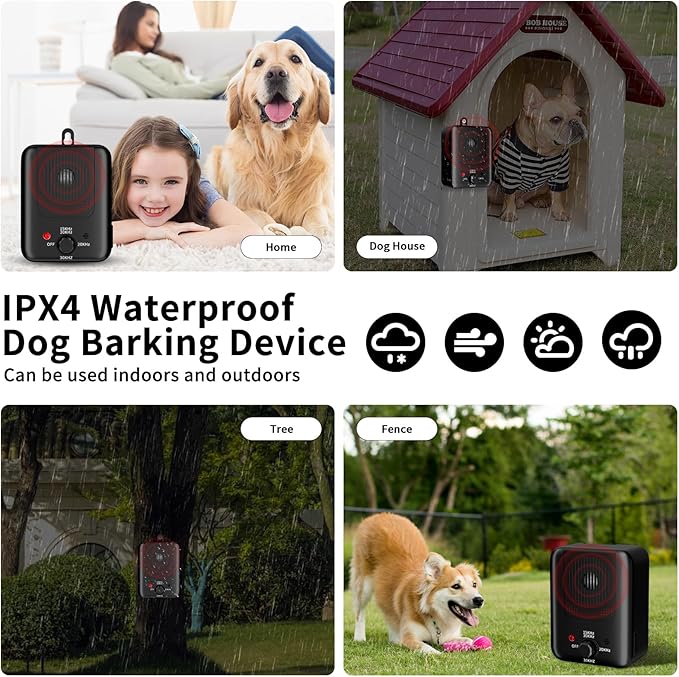 Anti Barking Device for Dogs - 50FT Dog Barking Deterrent Device - 3 Modes Ultrasonic Stop Dog Barking - Rechargeable Bark Stopper Indoor Outdoor Home Garden Automatic Bark Alarm Tool Dogs (Brown)