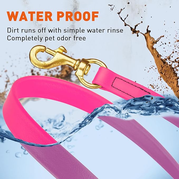 Viper Biothane K9 Working Dog Leash Waterproof Lead for Tracking Training Schutzhund Odor-Proof Long Line with Solid Brass Snap for Puppy Medium and Large Dogs, 20ft Passionfruit Pink