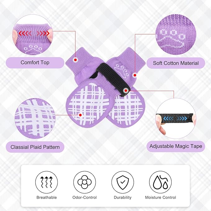 BEAUTYZOO Dog Socks to Prevent Licking Paws, Dog Shoes for Hot Pavement Small Medium Large Senior Dogs Booties, Non Slip Dogs Boots & Paw Protectors for Hardwood Floors Traction Control Indoor