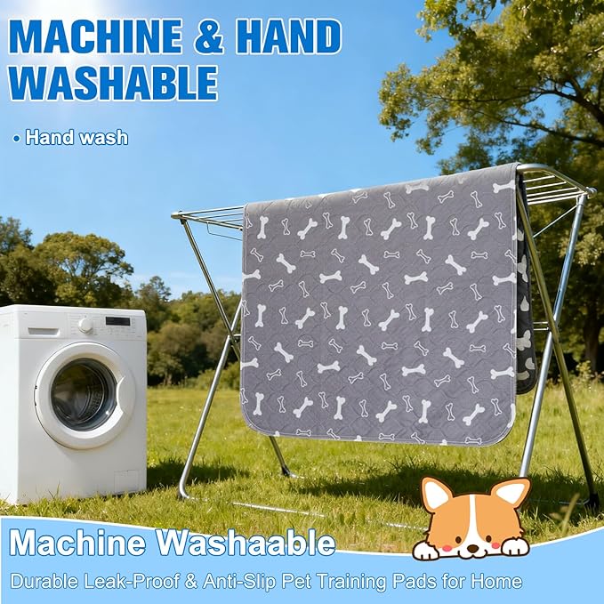 Puppy Pee Pads for Dogs, Reusable Puppy Pads with Pheromones, Washable Pee Pads for Dogs & Cats, Leak-Proof & Anti-Slip Pet Training Pads, Fast Absorbent for Home/Travel (M)