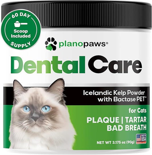 Cat Dental Care Powder - Easier Than Toothpaste - Alternative to Dental Treats for Plaque Removal - Teeth Cleaning Powder with Bactase PET - Breath Freshener for Bad Breath - Oral Care All Ages, Sizes