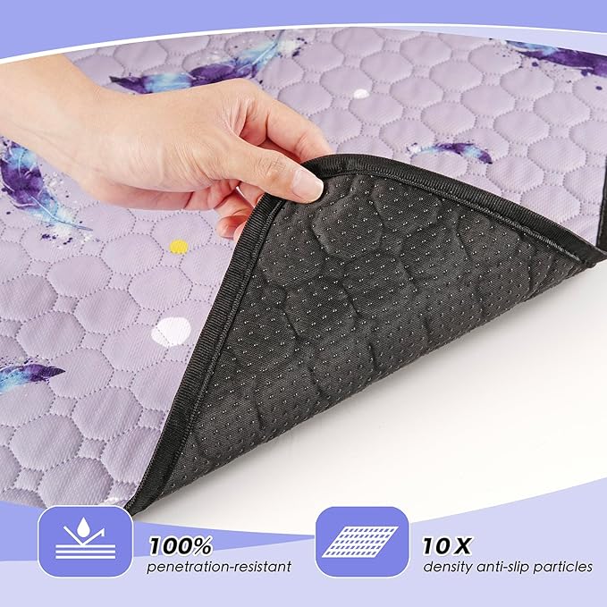 Washable Pee Pads for Dogs, 2Pack Reusable Puppy Pads, Super Absorbent & Leakproof Dog Pads, Anti-Slip Dog Pee Pads for Puppy Training & Incontinence, Feather Pattern 24"x24"