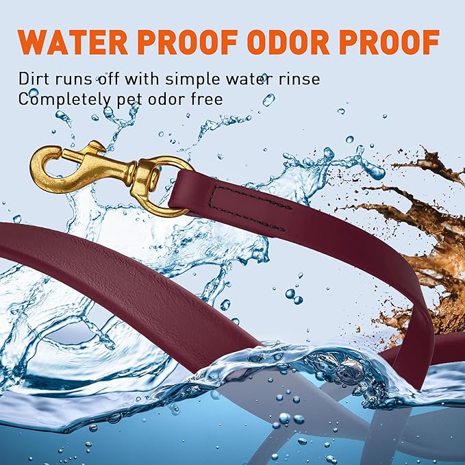 Viper Biothane K9 Working Dog Leash Waterproof Lead for Tracking Training Schutzhund Odor-Proof Long Line with Solid Brass Snap for Puppy Medium and Large Dogs, 10ft Merlot Burgundy