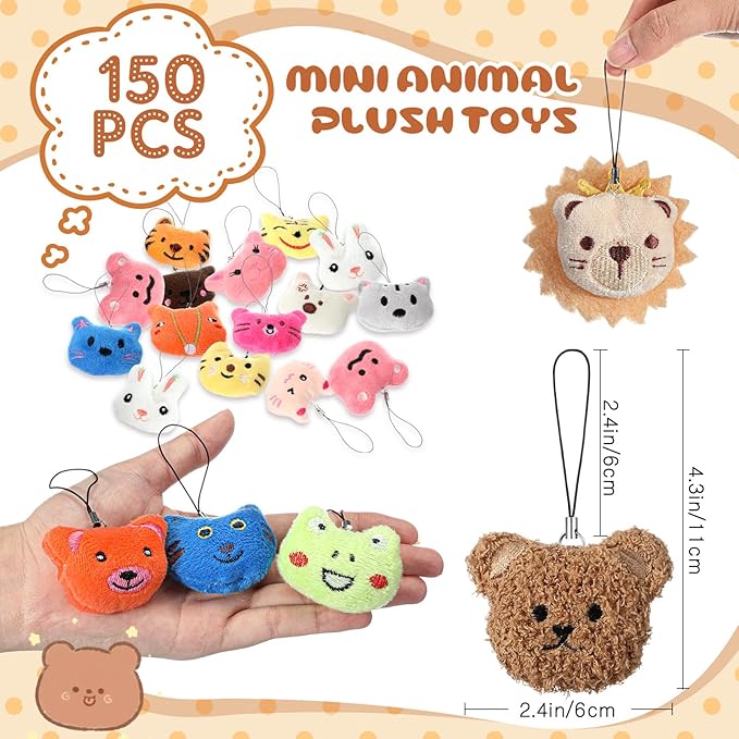 Libima 150 Pcs Mini Stuffed Animals Sea Animal Fruit Plush Keychain Set for Carnival Birthday Classroom Prizes Decoration for Clothes (Lovely)