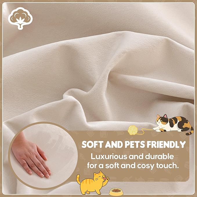 Loiion Cat Scratch Furniture Protector - Ultra Soft, Waterproof Sofa Cover to Keep Cats Off, Pet-Friendly Couch Protectors for Love Seat, Anti-Slip Couch Cover for Pets and Kids 118"X71" Beige