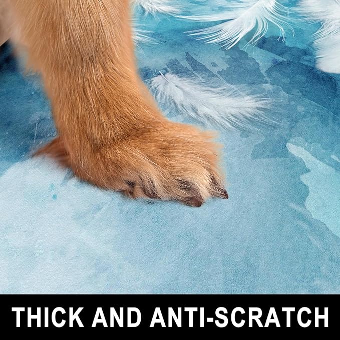 Dog Food Mat, 16" x 24" Absorbent Dog Cat Bowl Mat for Food and Water, Cute Anti-Slip Rubber Pet Feeding Rug Protect Floors, Washable Placemat for Feeding & Watering Supplies, Feather