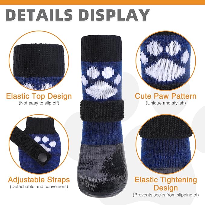KOOLTAIL Non Slip Dog Socks to Prevent Licking Paws for Hardwood Floors, Dog Boots Shoes for Hot/Cold Pavement with Grippers Traction Control, Waterproof Paw Protector for Small Medium Large DogsXL