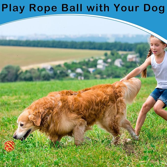 Chitidr 12 Pcs Large Dog Rope Ball for Aggressive Chewer 3.54 Inches Dog Rope Chew Toy for Medium Large Breeds Ball Dental Pack for Teething Chew Biting Training