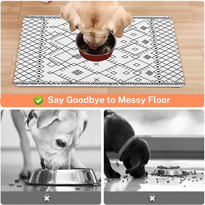 Absorbent Pet Dog Bowl Mat for Food and Water, Pet Cat Food Feeding Mat with Non Slip Rubber Backing, Dog Food Mats for Floors Waterproof, 24"x32"