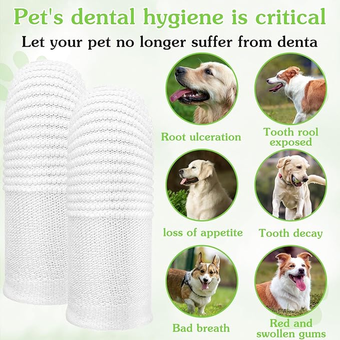 30Pcs Cat & Dog Toothbrush Finger, Soft Fabric Finger Toothbrush for Dogs Cats, Washable & Reusable Teeth Cleaning Wipes Toothbrushes Fingers Dental Wipes Care Remove Stain