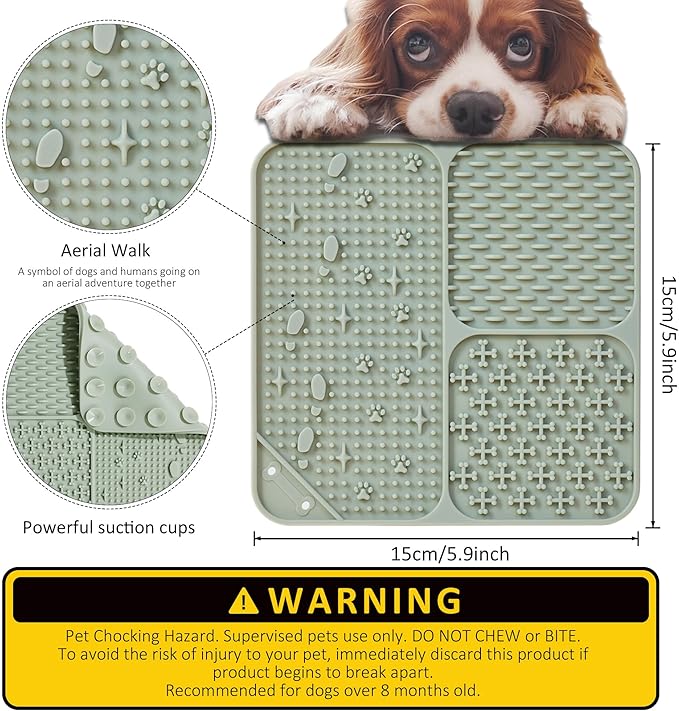 Wingcases Lick Mat for Dogs Cats(2pcs, Small, 5.9") Easy Clean Silicone Licking Pad Slow Feeder for Pets with Suction Cups, Enrichment Accessories Anxiety Boredom Relief, Keep Them Busy for Bathing