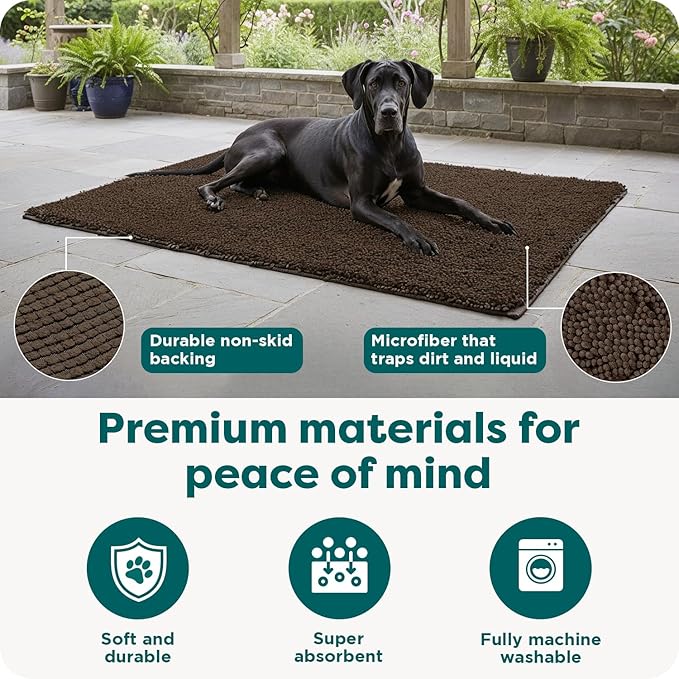 Furhaven 60" x 48" Highly Absorbent Dog Door Mat for Muddy Paws, 100% Washable, Perfect for Entryway, Kitchen, & Bathroom Use - Chenille Shammy Rug - Charcoal (Gray), Jumbo Plus/XXXL