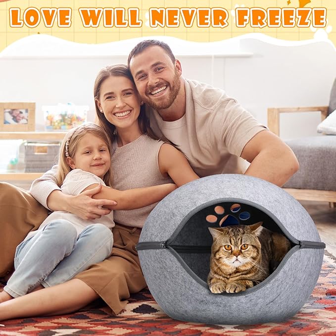 Heated Cat Bed, Indoor Heated Cat Cave, Warmer Thermal Pet Bed with Removable Waterproof Heater for Kitty Small Dogs Gray(19.7X 17.8 x 13 Inches)