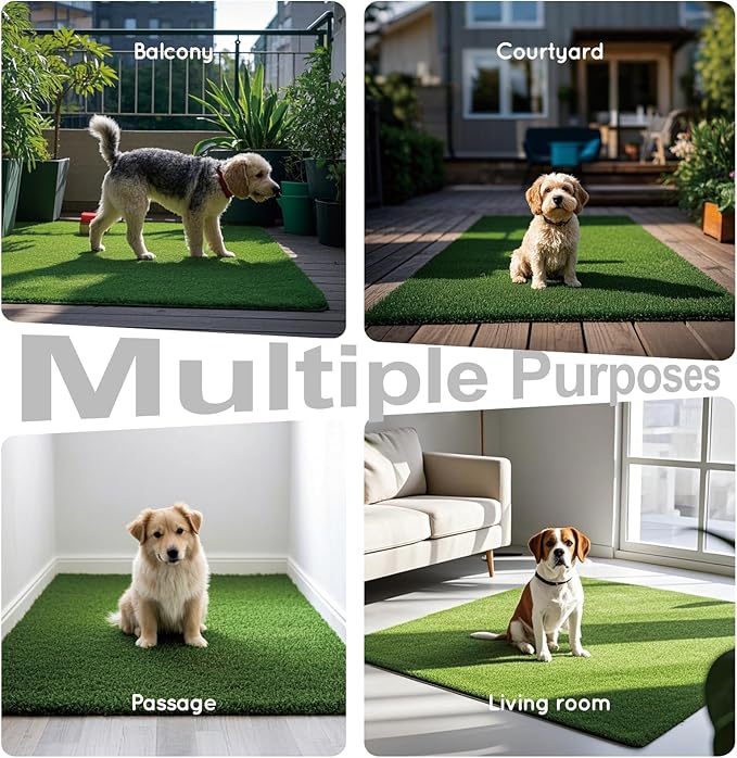 Artificial Grass, Dog Pee Grass Pads for Dogs Potty, 2PCS Odor Free Fake Grass for Dogs X-Large 43”×32” with Countless Drainage Holes, Dog Potty Grass Hemmed Edge Realistic