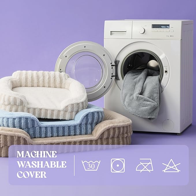 LE SURE Cute Dog Bed for Small Dogs, Orthopedic Waterproof Small Pet Beds with Sides, High Back Non-Slip Bottom and Egg-Crate Foam Puppy Couch Sofa with Washable Removable Cover, Grey
