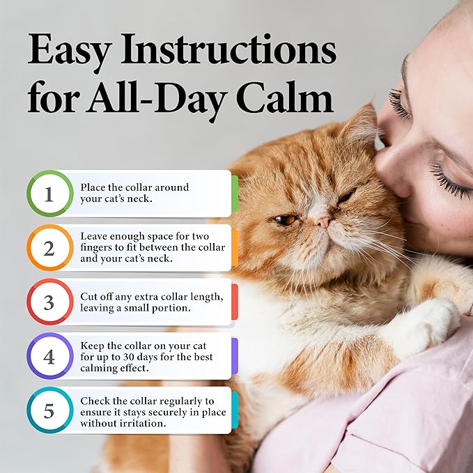 Soothing Cat Calming Collars - 2 Pack Grey Adjustable Collar for Anxiety Relief | Pheromone-Infused Comfort Collars for Cats | Lasts 30 Days | Ideal for Stressful Situations