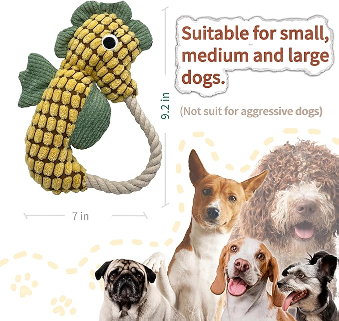 Sumuyo Plush Wrinkled Squeaky Dog Toy,2-Pack The Best Durable Teething Puppy Rope Chew Toy Keeps Them Busy Playing Hide-and-Seek Suitable for Puppy, Medium Dogs and Large Dogs (Green)