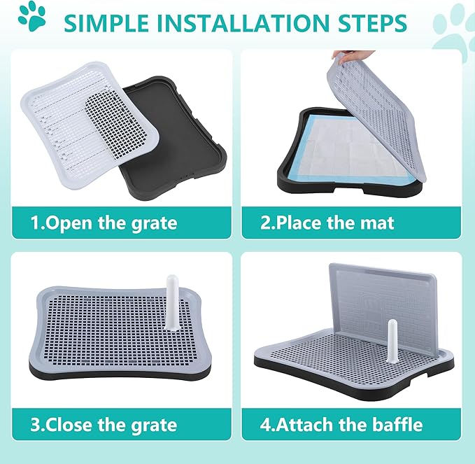 Indoor Dog Potty, Puppy Changing Pee Pad Holder Tray Training with Splash Guard for Small Dogs Toilet Indoor Outdoor, Waterproof Easy Clean ，20" L x 15.1" W x 10.7" H
