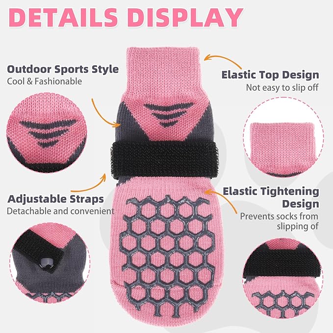 KOOLTAIL Dog Socks for Hot/Cold Pavement, Breathable & Warm Dog Socks to Prevent Licking Paws, Non Slip Pet Boots & Paw Protectors for Hardwood Floor,Grippy Shoes for Small Medium Large Senior Dogs