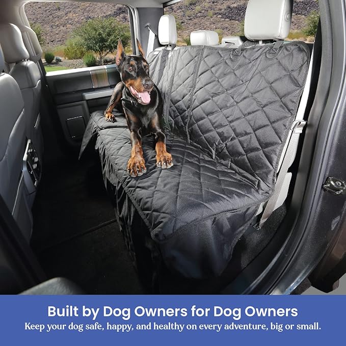 4Knines Bench Seat Covers for Trucks with Dog Hammock & Split-Tech - Rear Seat Protector for Dogs Fits Full Size Crew Cab with Split Bench Seats - Waterproof Dog Seat Cover (Passenger Side, Grey)