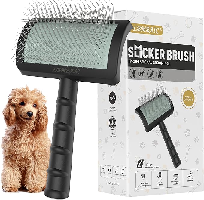 Dog Slicker Brush for Poodles,Doodles,Goldendoodles Grooming Fluffy Shedding Tangles Mats Knots Easy and Quick Best Dog Slicker Brush for Long Thick Curly Coat Labradoodles Dematting.25mm(1'')