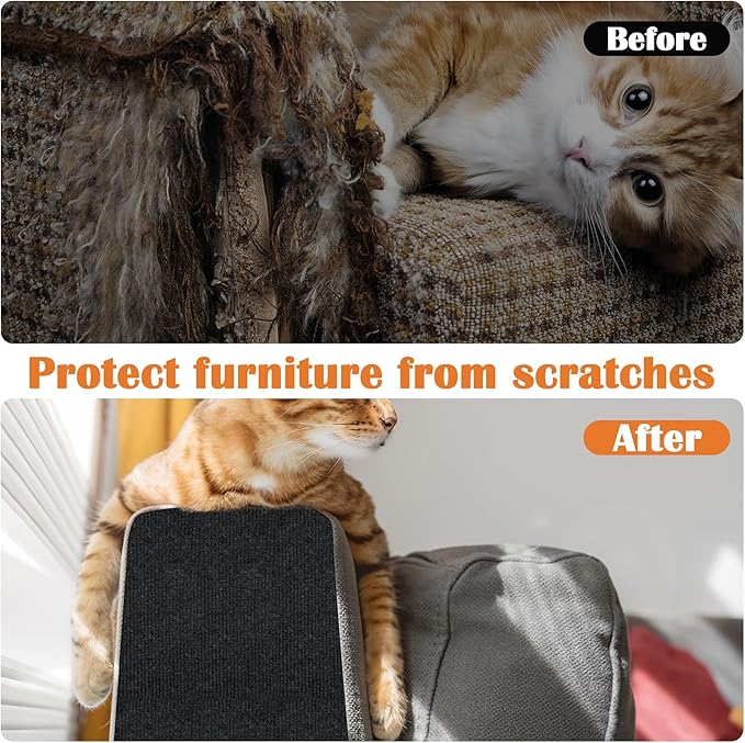 Cat Scratch Furniture Protector - 78.7" x 15.8" Trimmable Self-Adhesive Cats Claws Scratch Pads, DIY Cat Climbing Couch Protector for Scratch Post Cat Tree Replacement Indoor (Black)