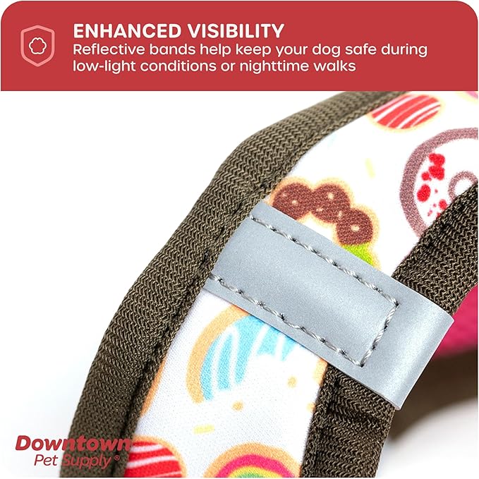 Downtown Pet Supply Step-in Dog Harness – No Pull, Adjustable Padded Mesh with Reflective Trim, Secure Buckle Strap – Comfortable & Breathable Small Dog Harness, Smal, Donut