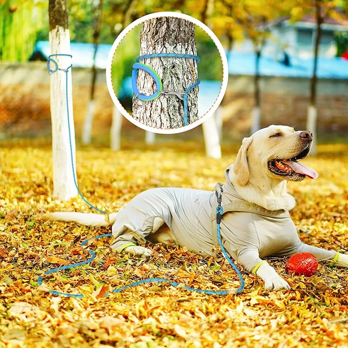NTR Extra Long Dog Leash, 50FT Puppy Rope Lead, with 2 Swivel Hooks, Reflective Threads and Comfortable Padded Handle, Leash for Walking, Hunting, Camping, Backyard for Small Medium and Large Dogs