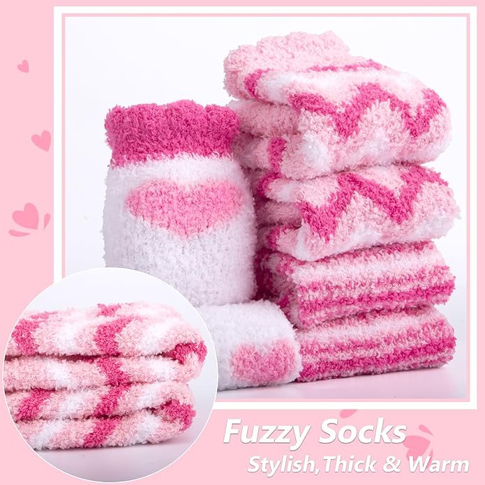 Loritta 3 Pairs Womens Fuzzy Socks Winter Warm Fluffy Soft Slipper Home Sleeping Cute Animal Socks