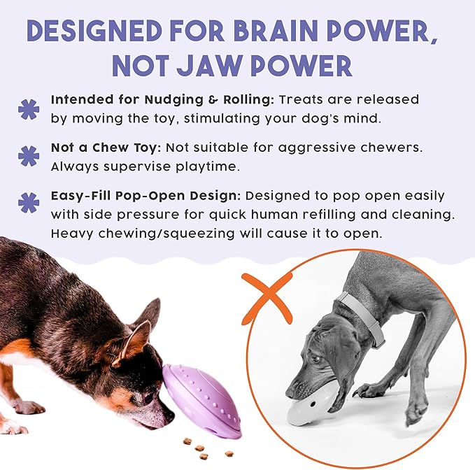 Awoo Flying Saucer Toy - 3-in-1 Silicone Dog Treat Puzzle, Lick Mat and Slow Feeder - for Wet and Dry Food - Dishwasher Safe Pet Toy - Enrichment Game for Dogs from 30 to 90 lbs - Large (Lavender)