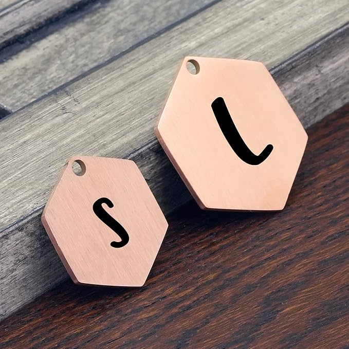 Ultra Joys Stainless Steel Pet ID Tag - Personalized Dog & Cat Tags, Custom Engraving Front & Back, Hexagon Mountain Design, Rose Large