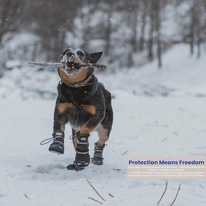 MOKO PAWS Dog Shoes, Tall Outdoor Dog Boots with Anti-Slip Natural Rubber Soles, Water-Repellent Paw Protection, Snow & Winter Boots, All-Weather Protect (Size 6 (2 Boots))