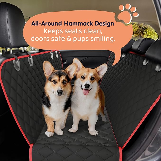 Petloox XL Dog Car Seat Cover for Back Seat, Waterproof Hammock for Car, SUV & Truck, Non-Slip Backseat Cover for Dogs, Heavy-Duty Dog Hammock Style Seat Protector Pets, Easy to Install & Clean