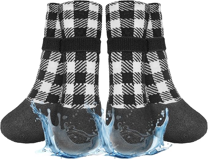 BEAUTYZOO Anti Slip Dog Socks Boots, Dog Shoes for Hot/Cold Pavement Snow Rain Days,Waterproof Grip Dog Booties Paw Protector for Hardwood Floor, Prevent Licking for Small Medium Large Senior Old Dogs