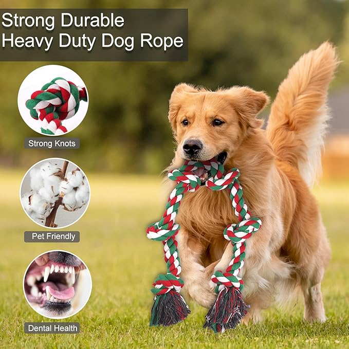 Ryvaxxi Dog Rope Toys for Aggressive Chewers 40In 6 Knots Extra Large Tug of War Dog Toy with Ball, Indestructible Heavy Duty Rope Toys for Dogs Pet Chew Toys for Teething Playing Training