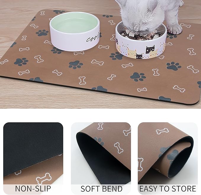 Pet Cat Dog Food Mat Non Slip Mat for Dog Water Bowl Mat Quick Dry Absorbent Cat Feeding Mat, 32 * 17 in, Red