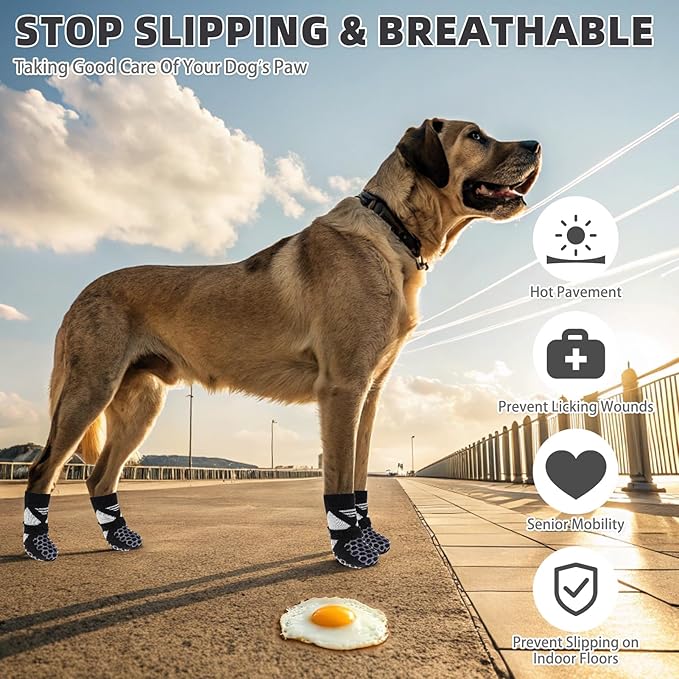 KOOLTAIL Dog Socks for Hot/Cold Pavement, Breathable & Warm Dog Socks to Prevent Licking Paws, Non Slip Pet Boots & Paw Protectors for Hardwood Floor,Grippy Shoes for Small Medium Large Senior Dogs