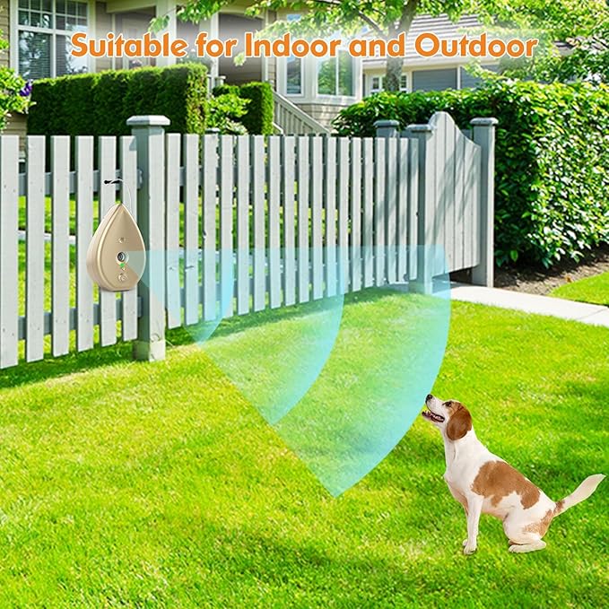 Anti Barking Device for Dogs Bark Box, Rechargeable Ultrasonic Barking Deterrent Devices with 3 Modes/Irregular Ultrasound Frequency/Automatically Electronic Dog Whistle Neighbors Dog Silencer(Gold)